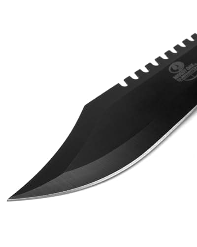 Mossy Oak Survival Hunting Knife, 15-inch Fixed Blade Bowie Knife with Sheath, Sharpener & Fire Starter