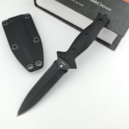Goshawk 7.3" 440C Black Coated Fixed Blade Knife with ABS Handle