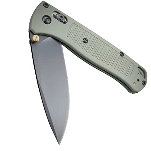 Axis Lock Knife, Men's EDC Folding Pocket Knife, Green Grivory Fiberglass Handle, Coated Blade, Lightweight Belt Clip