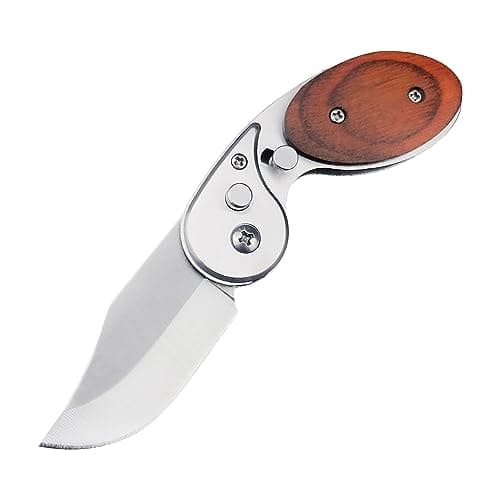 Assisted Opening Pocket Knife, 2" 5CR13MOV Blade, Wooden Handle, Perfect for Camping & Survival