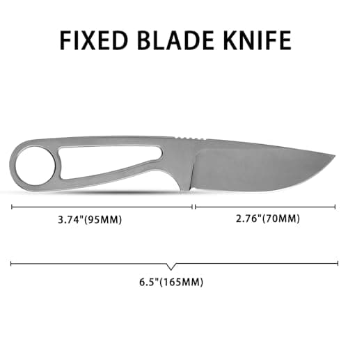 EDC Fixed Blade Knife with Sheath and Neck Cord, Full Tang Multi-Purpose Knife