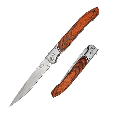 Large Push Button Lock Pocket Knife for Camping, Hunting, Hiking - Red