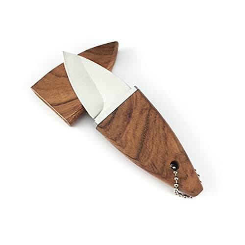 HUAAO 4.6'' Pocket Knife, 440C Blade, Olive Wood Handle, Fixed Blade Sheath EDC