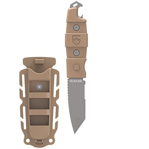 GEAR AID Quick Release Sheath, 3" Titanium-Coated Blade Tanto Knife