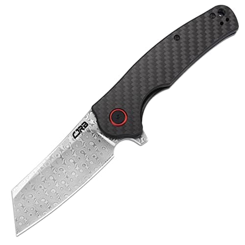 CJRB Carbon Fiber Blade Folding Knife, 3.43" AR-RPM9 Steel, Black (J1904) — Damascus