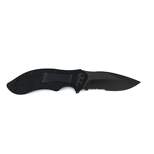 Black Serrated 3" 8Cr13MoV Knife, Glass-Filled Nylon Handle, Liner Lock, Flipper OC