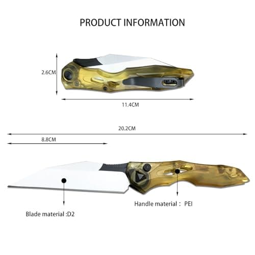 8 Inch D2 Blade Folding Knife with Button Lock and PEI Handle