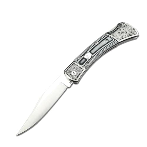 HUAAO 8.6 Folding Pocket Knife with D2 Steel Blade and Micarta Handle - Perfect Gift for Men (Black) — Grey