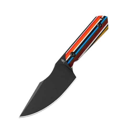 Kizer Mini Harpoon Fixed Blade Knife, 1040SM1, Micarta Handle, Hunting and EDC Camping Knife — D2 Blade+Multicolored G10 Handle