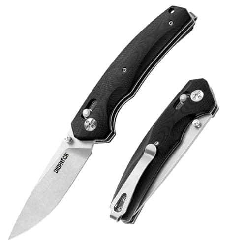 Axis Lock Pocket Knife, 3.46" D2 Steel Blade, G10 Handle, Crossbar Lock, Camping & Hiking — Black Folding Knife