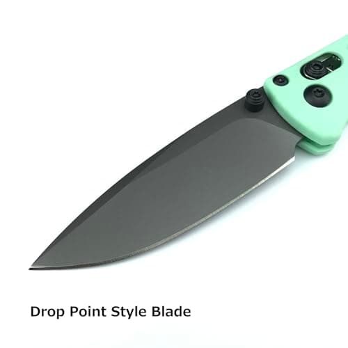 6.5 Inch Axis Lock 7Cr17Mov Blade Bugout Pocket Knife, Green Grivory Handle for Camping and Hunting