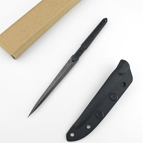Cool 4.9" Kydex Sheath Fixed Blade Knife for Men Best EDC Camping Tool (BLACK)