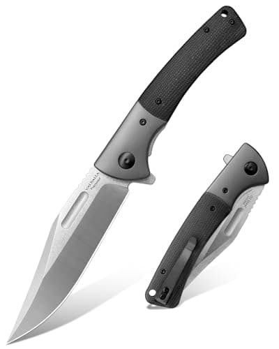 Valhalla Pterosaurs D2 Steel Pocket Knife, Men's Hunting Gift (BLACK)