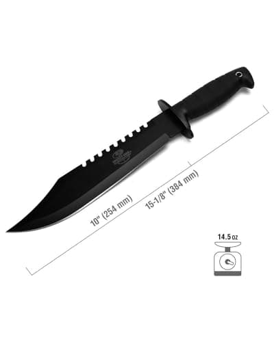 Mossy Oak Survival Hunting Knife, 15-inch Fixed Blade Bowie Knife with Sheath, Sharpener & Fire Starter