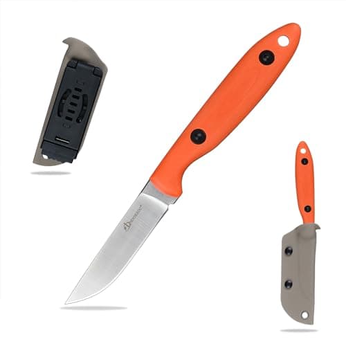 DC53 Steel Tactical Fixed Blade Knife with Kydex Sheath for Men EDC (Black G10 Handle) — Orange handle