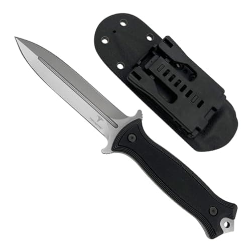 Tactical Survival Knife with G10 Handle and Molle Clip (Silver TKF202SL)