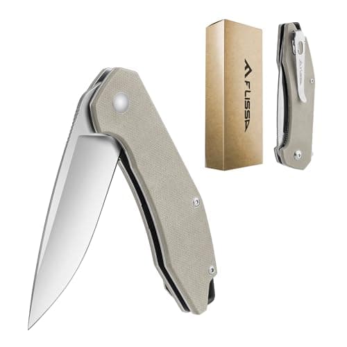 Flissa Brown Folding Tactical Knife, D2 Blade, G10 Handle, Liner Lock, EDC Knife