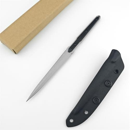 Cool 4.9" Kydex Sheath Fixed Blade Knife for Men Best EDC Camping Tool (BLACK) — SILVER