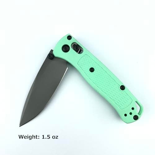 6.5 Inch Axis Lock 7Cr17Mov Blade Bugout Pocket Knife, Green Grivory Handle for Camping and Hunting