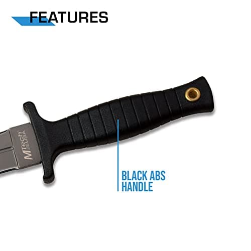 MTECH USA Gray TiNite Coated Knife - Black ABS Handle, Black Sheath - Hunting, Camping, Survival, EDC