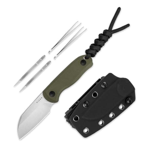 Kizer Drop Bear D2 Satin EDC Knife, Black G10 Handle, Outdoor Survival Tool — Sheepsfoot AEB-L Blade+Olive Green G10 Handle