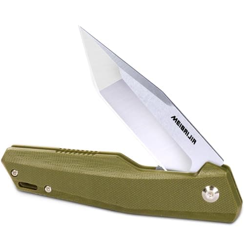 D2 Blade Liner Lock Folding Knife with G10 Handle for Hiking and Camping — Green