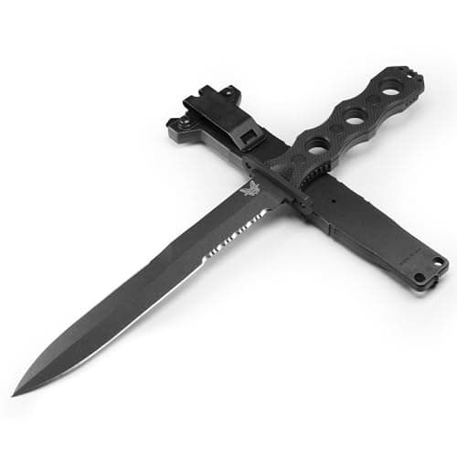 Benchmade 185BK SOCP Black G10 Handle Tactical Knife — Serrated Black