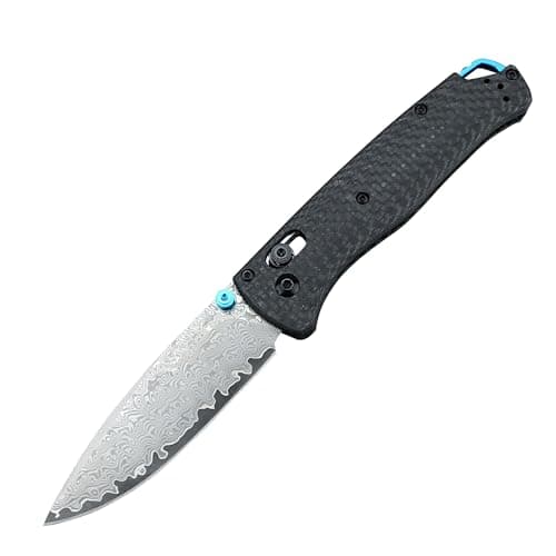 Axis Lock Knife: Men's EDC Folding Satin Blade 440C Carbon Fiber Handle Knives — Carbon fiber Damascus