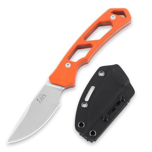 LYNXGEAR Black G10 Handle EDC Hunting Knife, 2.6" D2 Steel for Men Women — Orange