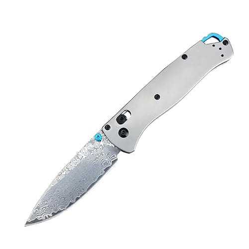 Titanium Folding Pocket Knife with Damascus Blade and Clip