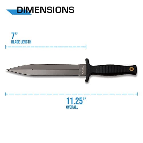 MTECH USA Gray TiNite Coated Knife - Black ABS Handle, Black Sheath - Hunting, Camping, Survival, EDC