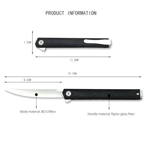 Silver Liner Lock Folding Knife, 7.76in CEO Flipper, 8Cr13MoV Steel, Nylon Glass Fiber Handle, EDC for Men