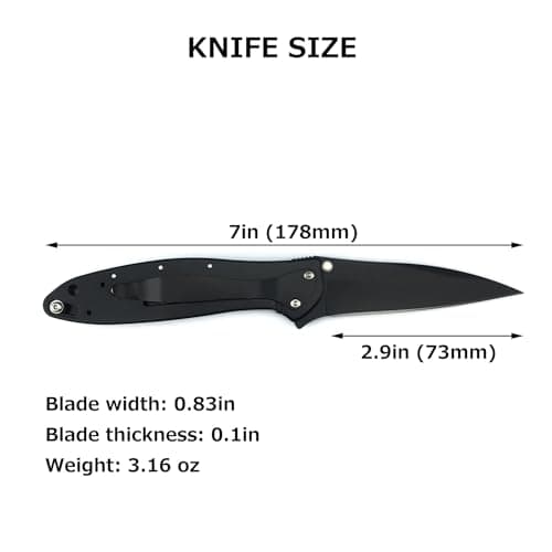 Black Leek 2.9 Inch 5Cr15Mov Assisted Opening Knife, Flipper Lock, Deep Carry Clip for Camping