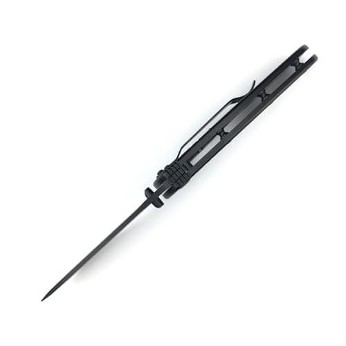 7.8 Inch Black Assisted Opening Blade Knife, 8Cr13Mov Steel, Thumb Stud, Aluminum Handle, SerratedPocketclip EDC