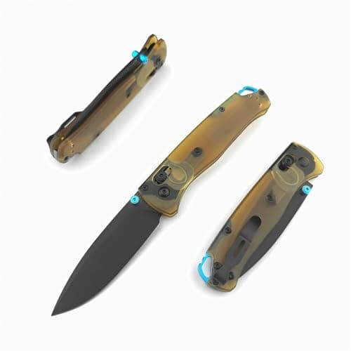 Axis Lock Knife, 7.4" EDC Folding Pocket Knife, D2 Blade, PEI Handle, Deep Carry Clip, Thumb Stud, Outdoor Camping (Whit — Black blade