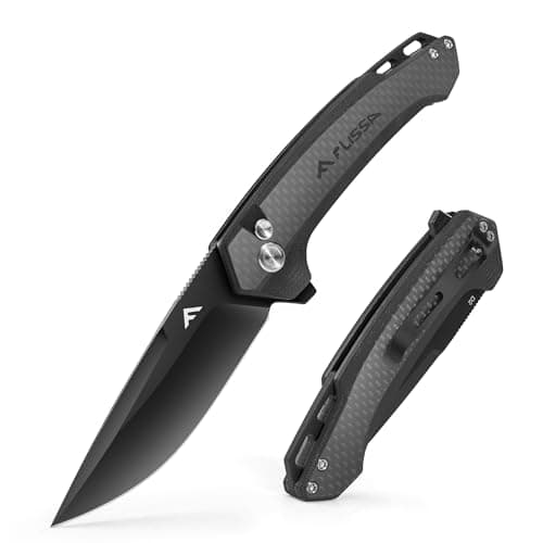 FLISSA Green Pocket Folding Knife with D2 Blade and G10 Handle — Carbon Fiber