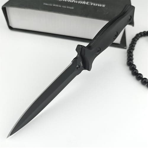 Goshawk 7.3" 440C Black Coated Fixed Blade Knife with ABS Handle