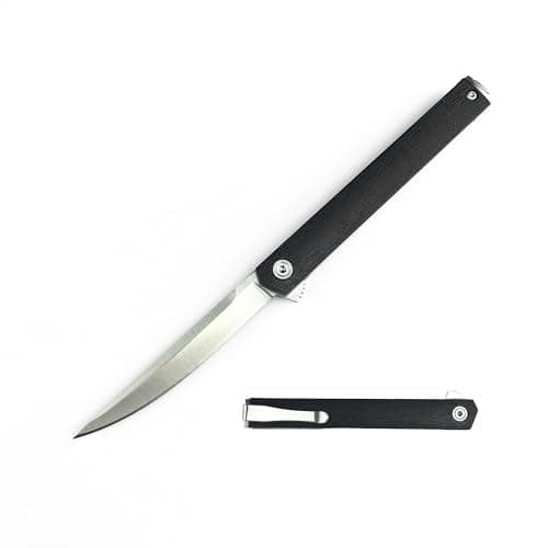HUAAO Gentleman's Pocket Knife, 7.8 Inch Flipper, 8Cr13Mov Blade, Glass Reinforced Nylon Handle, Liner Lock (White Blade