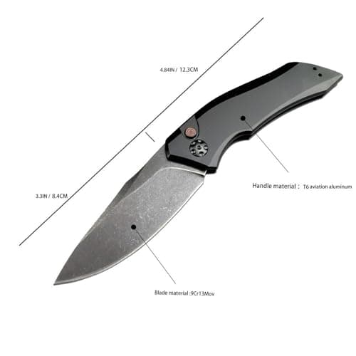 9Cr13MoV Steel Blade T6 Aluminum Handle Survival Folding Knife, Black