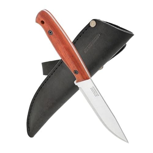 BPS Knives Adventurer - Bushcraft Fixed-Blade Carbon Steel Knife with Leather Sheath and Firestarter — Red