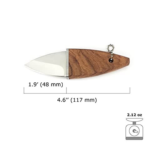 HUAAO 4.6'' Pocket Knife, 440C Blade, Olive Wood Handle, Fixed Blade Sheath EDC