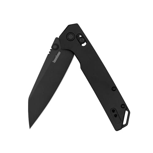 Kershaw Iridium Folding Pocket Knife, 3.4 inch D2 Steel Blade — Black Aluminum/Black