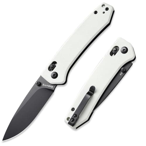 D2 Steel Reversible Clip Pocket Knife: 3.14" Black Drop Point, G10 Handle, Axis Lock, Ideal for Camping — White