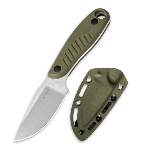 Kizer Hare Fixed Blade Knife, 3.14" D2 Steel, Black G10 Handle, Hunting & Camping — Nitro V Blade+Olive Green G10 Handle