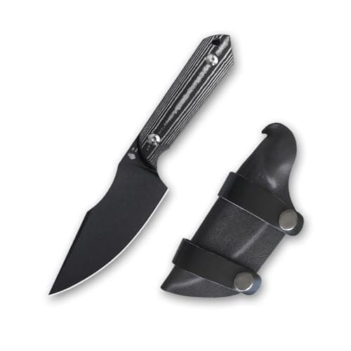 Kizer Mini Harpoon Fixed Blade Knife, 1040SM1, Micarta Handle, Hunting and EDC Camping Knife — D2 Blade+Black Micarta Handle