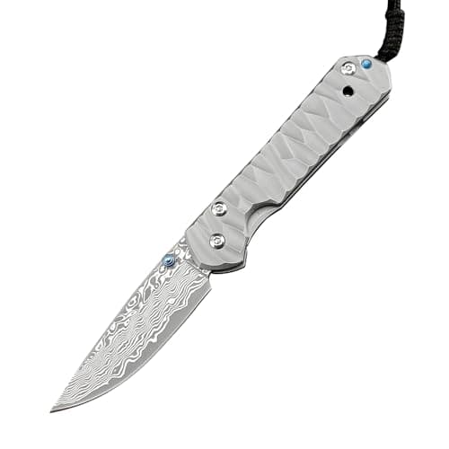 6.7" Damascus Steel Frame Lock Knife, TC4 Titanium Handles (Classic)