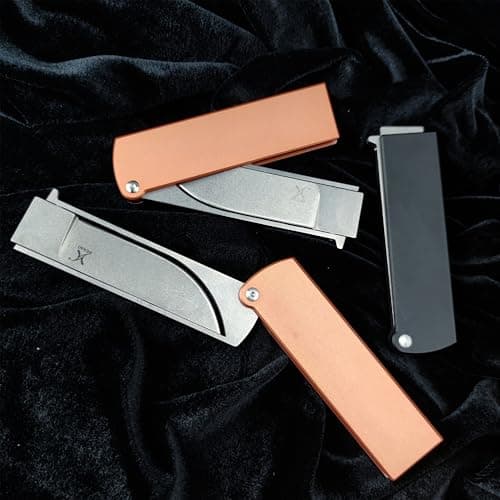 Men's Cool Reversal Pocket Knife, D2 Blade, Manual Open, T6 Aluminum Handle (Black)
