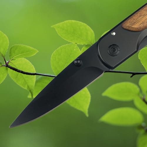 HUAAO Assisted Opening 7in Folding Knife, 5Cr13Mov Wood Blade, EDCPocketclip