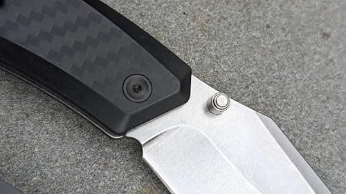 REVO Canyon Pocket Knife, 3" Steel Button Lock, Stainless & FRN, Versatile EDC (Black)