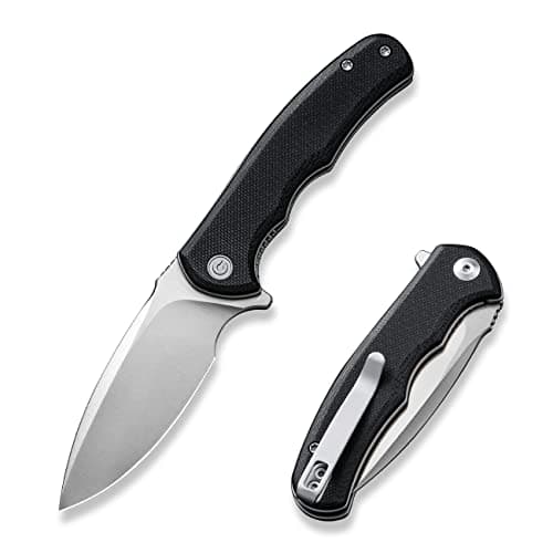 CIVIVI Damascus Blade Foldable Knife, 2.98" Guibourtia Wood, Ideal for Camping and Hiking C18026C-DS1 — Black